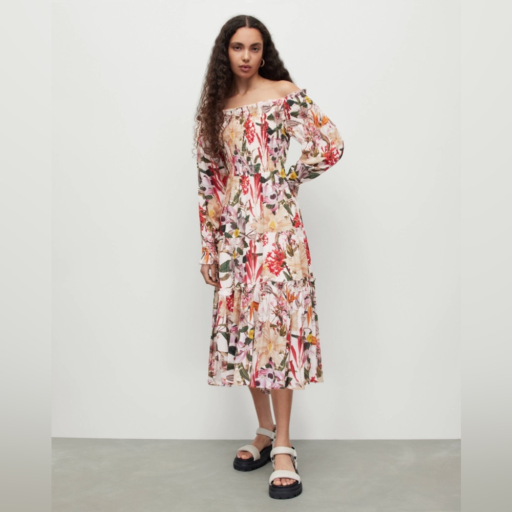 NWT ALLSAINTS Lillemor Leondra Floral Maxi Dress Size M vacation